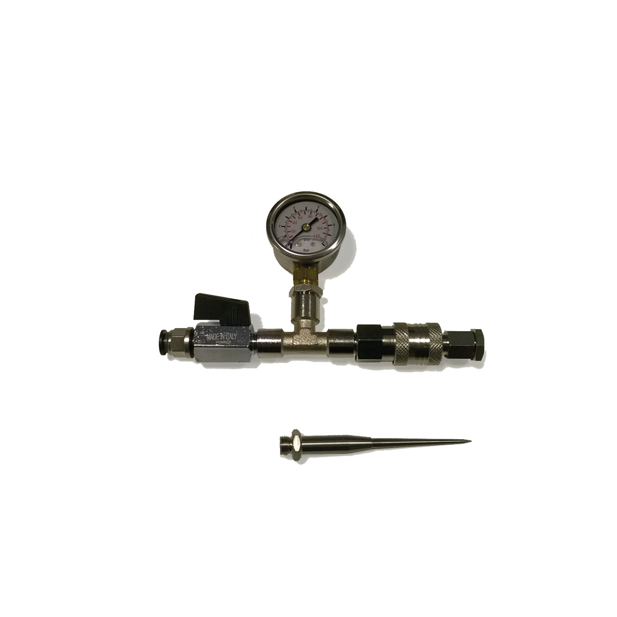 Certified pressure gauge assembly complete with faucets